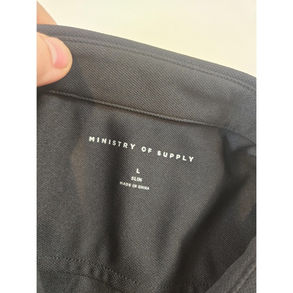 Ministry of Supply Shirt Mens Large Black Apollo Slim Fit Performance Dress - Picture 3 of 12